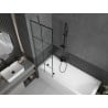 Mexen Next paroi de baignoire 1-volet 60 x 150 cm, grille noire, métal pistolet - 895-060-000-00-77-95