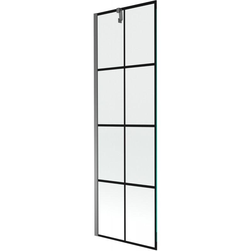 Mexen Next paroi de baignoire 1-volet 60 x 150 cm, grille noire, métal pistolet - 895-060-000-00-77-95