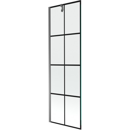 Mexen Next paroi de baignoire 1-volet 60 x 150 cm, grille noire, métal pistolet - 895-060-000-00-77-95