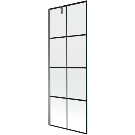 Mexen Next paroi de baignoire à 1 battant 70 x 150 cm, grille noire, gun metal - 895-070-000-00-77-95