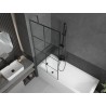 Mexen Next paroi de baignoire 1-panneau 80 x 150 cm, grille noire, métal gun - 895-080-000-00-77-95
