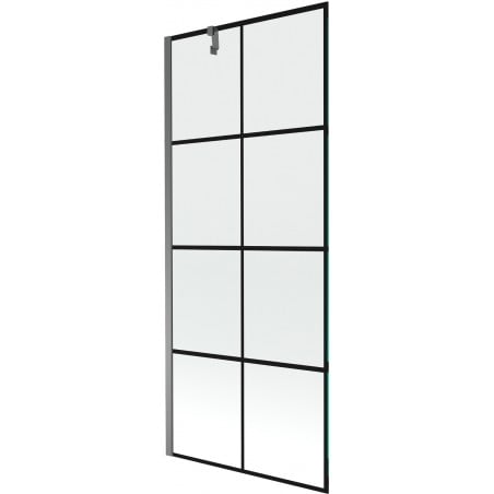 Mexen Next paroi de baignoire 1-panneau 80 x 150 cm, grille noire, métal gun - 895-080-000-00-77-95