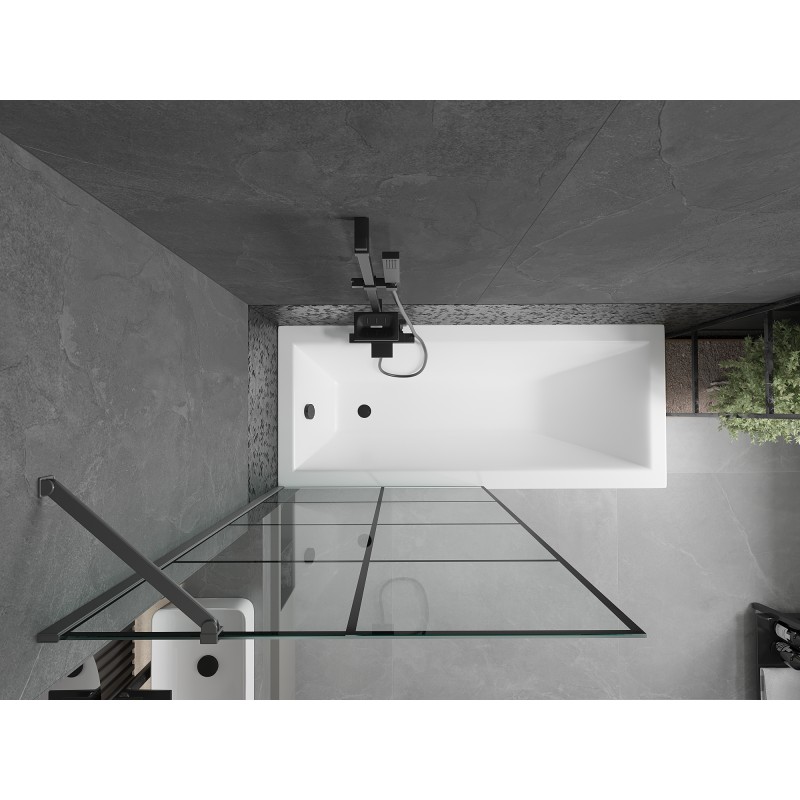 Mexen Next paroi de douche à 1 battant 90 x 150 cm, grille noire, métal canon - 895-090-000-00-77-95