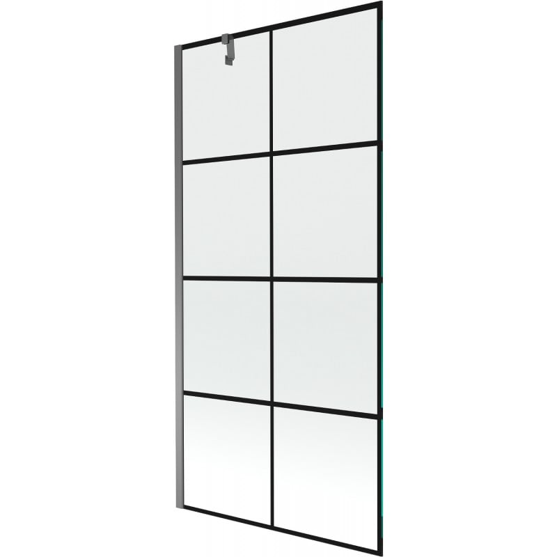 Mexen Next paroi de douche à 1 battant 90 x 150 cm, grille noire, métal canon - 895-090-000-00-77-95