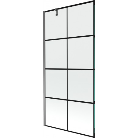 Mexen Next paroi de douche à 1 battant 90 x 150 cm, grille noire, métal canon - 895-090-000-00-77-95