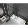 Mexen Next paroi de baignoire 1 volet 100 x 150 cm, grille noire, métal canon - 895-100-000-00-77-95