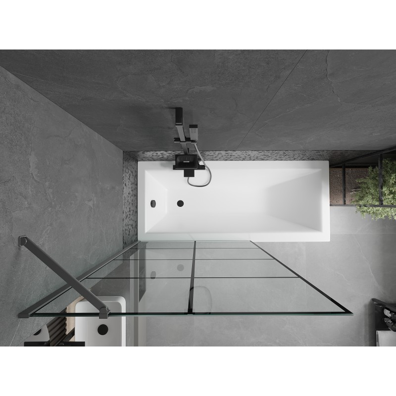 Mexen Next paroi de baignoire 1 volet 100 x 150 cm, grille noire, métal canon - 895-100-000-00-77-95