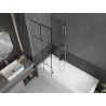 Mexen Next paroi de baignoire 1 volet 60 x 150 cm, grille noire, nickel brossé - 895-060-000-00-77-97