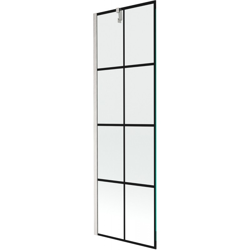 Mexen Next paroi de baignoire 1 volet 60 x 150 cm, grille noire, nickel brossé - 895-060-000-00-77-97
