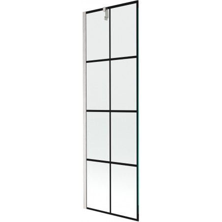 Mexen Next paroi de baignoire 1 volet 60 x 150 cm, grille noire, nickel brossé - 895-060-000-00-77-97