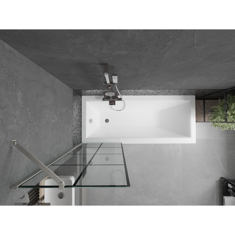 Mexen Next paroi de baignoire 1 volet 60 x 150 cm, grille noire, nickel brossé - 895-060-000-00-77-97