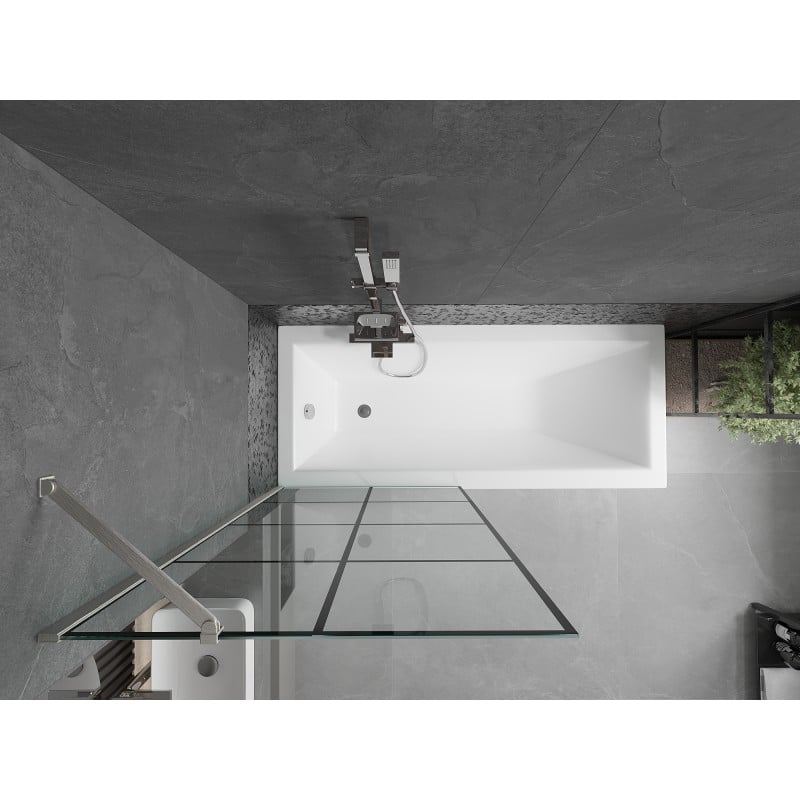 Mexen Next paroi de baignoire 1-volet 80 x 150 cm, grille noire, nickel brossé - 895-080-000-00-77-97