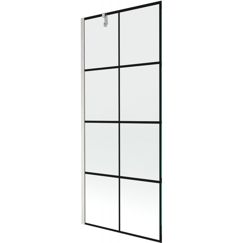 Mexen Next paroi de baignoire 1-volet 80 x 150 cm, grille noire, nickel brossé - 895-080-000-00-77-97