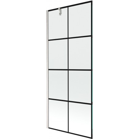 Mexen Next paroi de baignoire 1-volet 80 x 150 cm, grille noire, nickel brossé - 895-080-000-00-77-97
