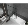 Mexen Next paroi de baignoire à 1 volet 90 x 150 cm, grille noire, nickel brossé - 895-090-000-00-77-97