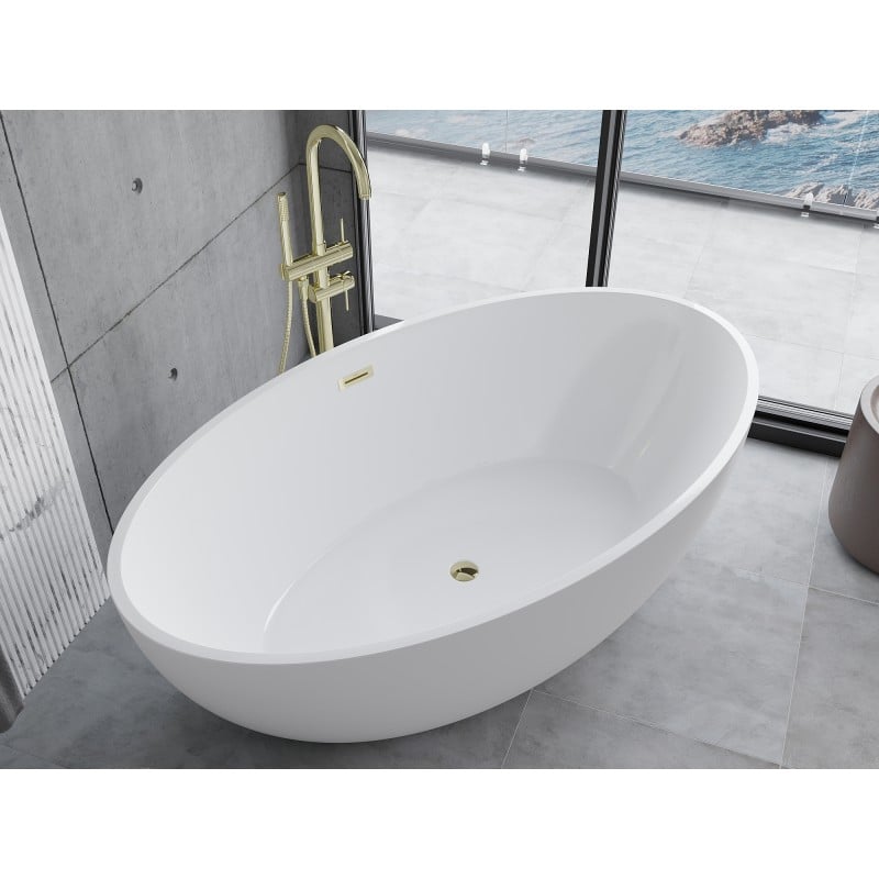 Mexen Nike baignoire autoportante 175 x 100 cm, blanche, trop-plein doré - 54071751000-50