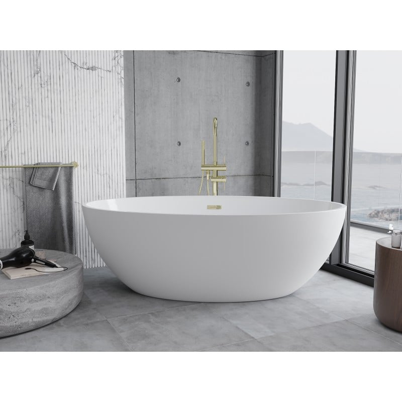 Mexen Nike baignoire autoportante 175 x 100 cm, blanche, trop-plein doré - 54071751000-50