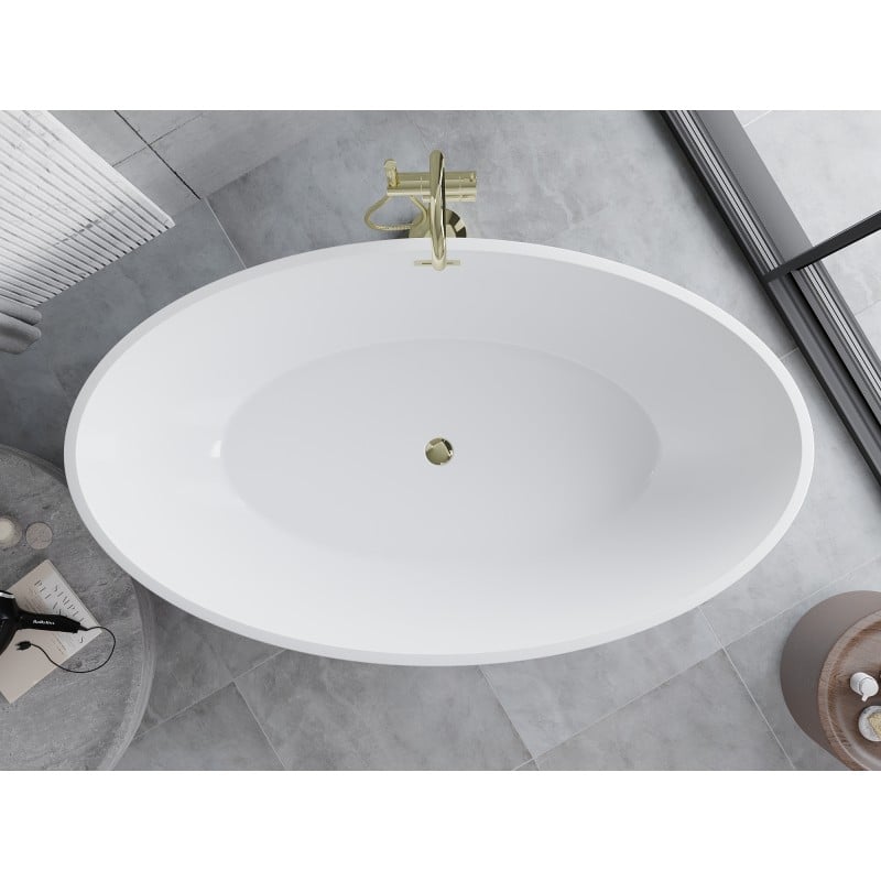 Mexen Nike baignoire autoportante 175 x 100 cm, blanche, trop-plein doré - 54071751000-50
