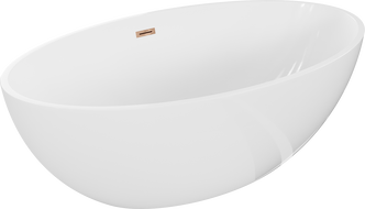 Baignoire mexen Nike autoportante 175 x 100 cm, blanche, écoulement en or rose - 54071751000-60