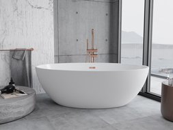Baignoire mexen Nike autoportante 175 x 100 cm, blanche, écoulement en or rose - 54071751000-60