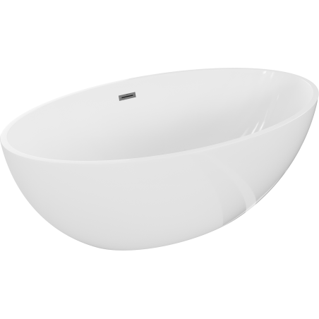 Baignoire Mexen Nike autoportante 175 x 100 cm, blanche, trop plein gun gray brossé - 54071751000-66
