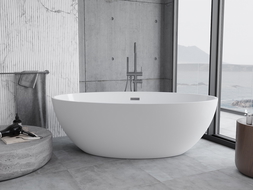 Baignoire Mexen Nike autoportante 175 x 100 cm, blanche, trop plein gun gray brossé - 54071751000-66