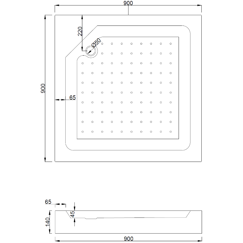 Mexen Rio receveur de douche carré 90 x 90 cm, blanc - 45109090