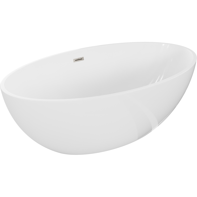 Baignoire Mexen Nike autoportante 175 x 100 cm, blanche, vidange en nickel brossé - 54071751000-97