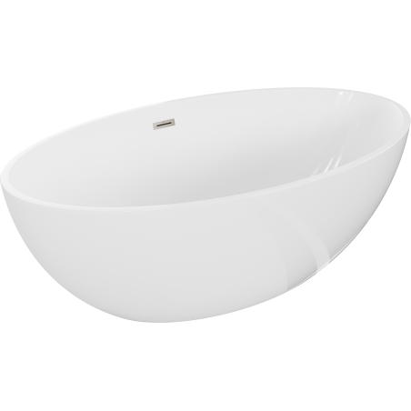 Baignoire Mexen Nike autoportante 175 x 100 cm, blanche, vidange en nickel brossé - 54071751000-97
