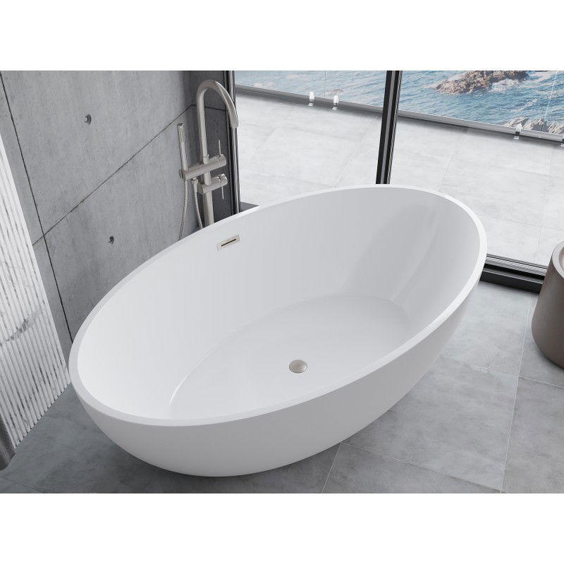 Mexen Nike baignoire autoportante 175 x 100 cm, blanche, trop-plein en nickel brossé - 54071751000-97