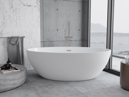 Baignoire Mexen Nike autoportante 175 x 100 cm, blanche, vidange en nickel brossé - 54071751000-97