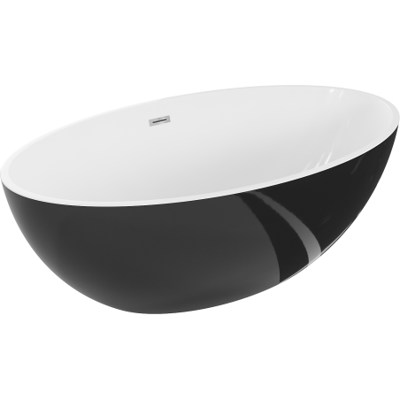 Mexen Nike baignoire autoportante 175 x 100 cm, blanc/noir, trop-plein chromé - 54071751075-01