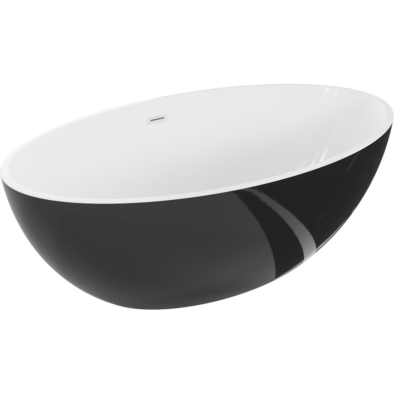 Mexen Nike baignoire autoportante 175 x 100 cm, blanche/noire, trop-plein blanc - 54071751075-20