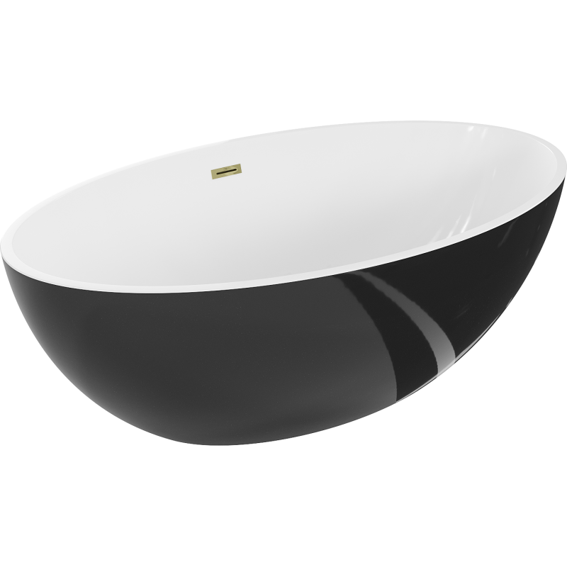 Mexen Nike baignoire autoportante 175 x 100 cm, blanc/noir, trop-plein doré - 54071751075-50