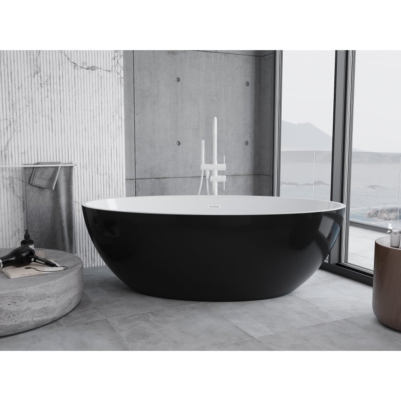 Mexen Nike baignoire autoportante 175 x 100 cm, blanche/noire, trop-plein blanc - 54071751075-20