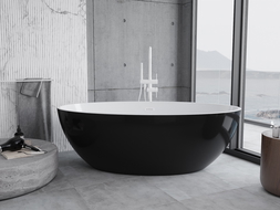 Baignoire Mexen Nike indépendante 175 x 100 cm, blanche/noire, trop-plein blanc - 54071751075-20