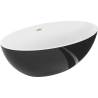 Baignoire autoportante Mexen Nike 175 x 100 cm, blanche/noire, trop-plein en or brossé - 54071751075-55