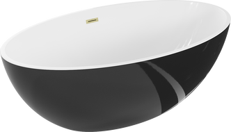 Mexen Nike baignoire autoportante 175 x 100 cm, blanche/noire, trop-plein doré brossé - 54071751075-55