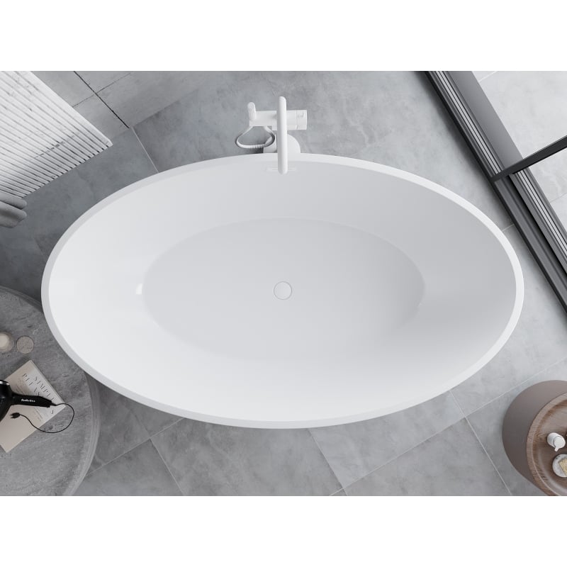 Mexen Nike baignoire autoportante 175 x 100 cm, blanche/noire, trop-plein blanc - 54071751075-20