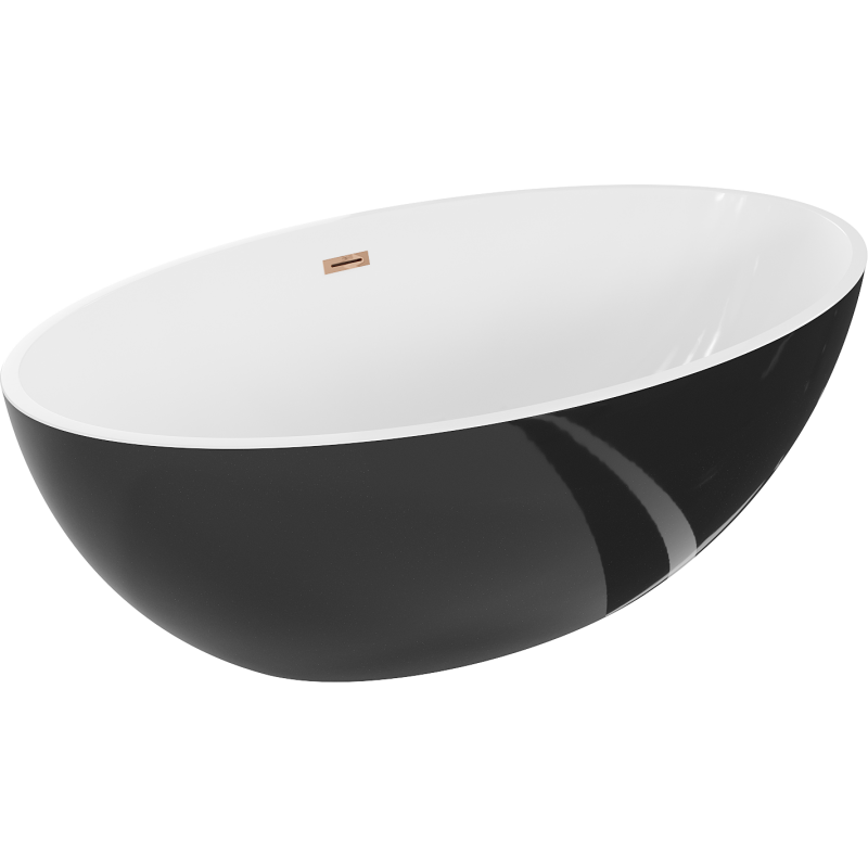 Mexen Nike baignoire autoportante 175 x 100 cm, blanc/noir, trop-plein or rose - 54071751075-60