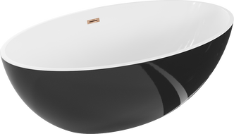 Mexen Nike baignoire autoportante 175 x 100 cm, blanc/noir, trop-plein or rose - 54071751075-60