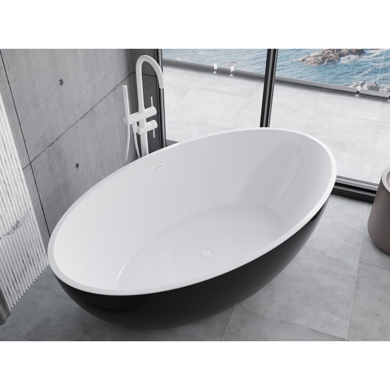 Mexen Nike baignoire autoportante 175 x 100 cm, blanche/noire, trop-plein blanc - 54071751075-20
