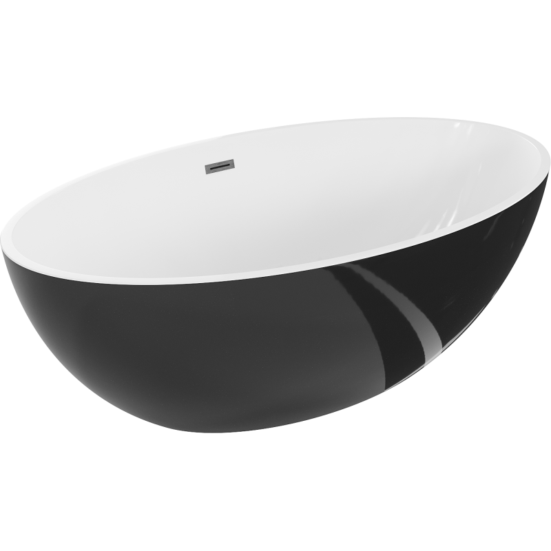 Baignoire Mexen Nike autoportante 175 x 100 cm, blanche/noire, avec vidage gun gray brossé - 54071751075-66