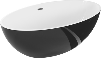 Mexen Nike baignoire autoportante 175 x 100 cm, blanc/noir, trop-plein gris canon brossé - 54071751075-66
