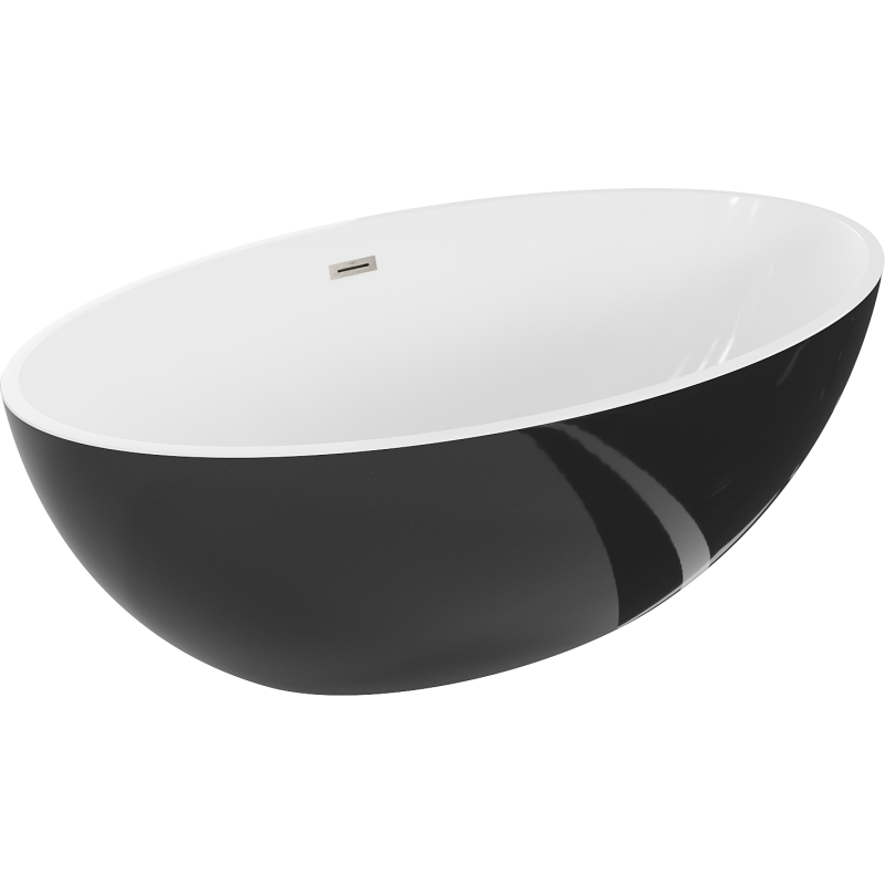 Mexen Nike baignoire autoportante 175 x 100 cm, blanc/noir, trop-plein nickel brossé - 54071751075-97