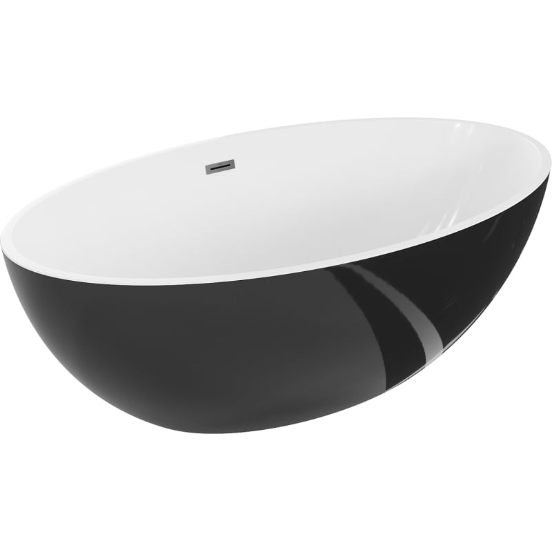 Mexen Nike baignoire autoportante 175 x 100 cm, blanc/noir, trop-plein gun metal - 54071751075-95