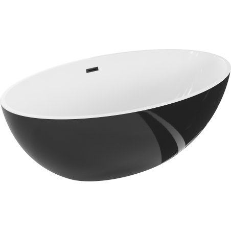 Baignoire Mexen Nike autoportante 175 x 100 cm, blanche/noire, bonde noire - 54071751075-70