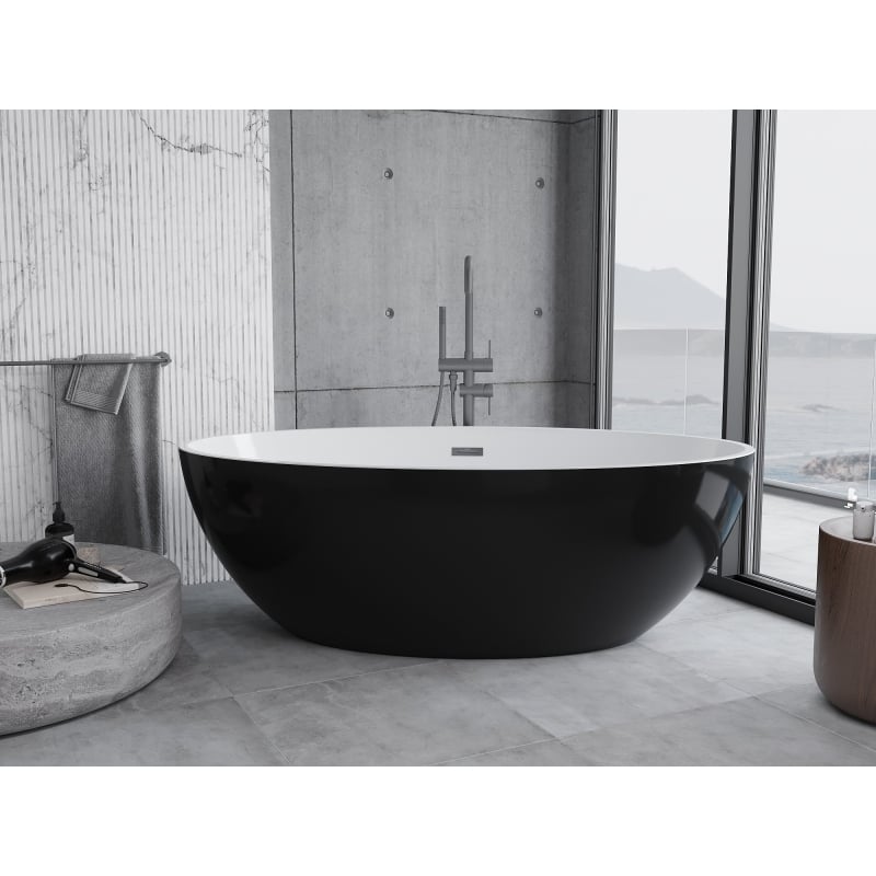 Mexen Nike baignoire autoportante 175 x 100 cm, blanc/noir, trop-plein gun metal - 54071751075-95