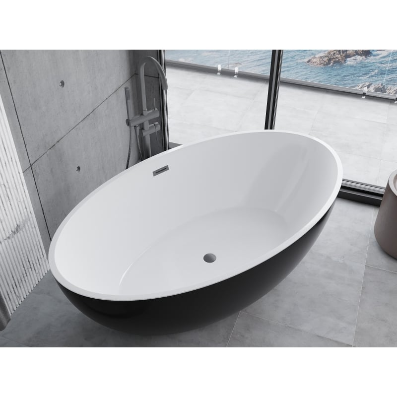 Mexen Nike baignoire autoportante 175 x 100 cm, blanc/noir, trop-plein gun metal - 54071751075-95