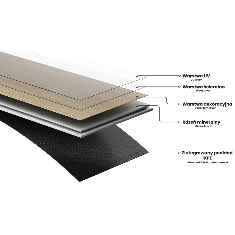 Mexen Hollywood  panneaux vinyles 1240 x 182 mm SPC 6,5 mm, sous-couche IXPE 1,5 mm, 4 V-Fuge, Chêne